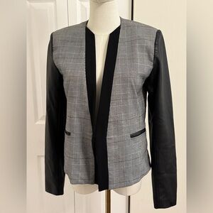 Veda Black and Gray Blazer with leather sleeves women’s sz S